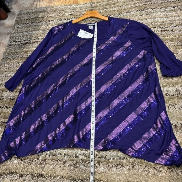 NWT Liz and Me Catherines 2X Tunic Jersey Knit Top Purple Sequin - Picture 9 of 9